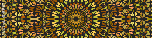Psychedelic oriental petal pattern background - circular abstract hypnotic floral vector graphic design from colorful shapes