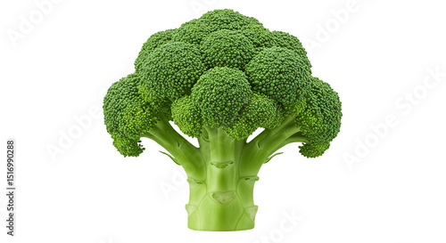 Fresh broccoli floret close up. Fresh green broccoli vegetable full head healthy food isolated on a transparent background
