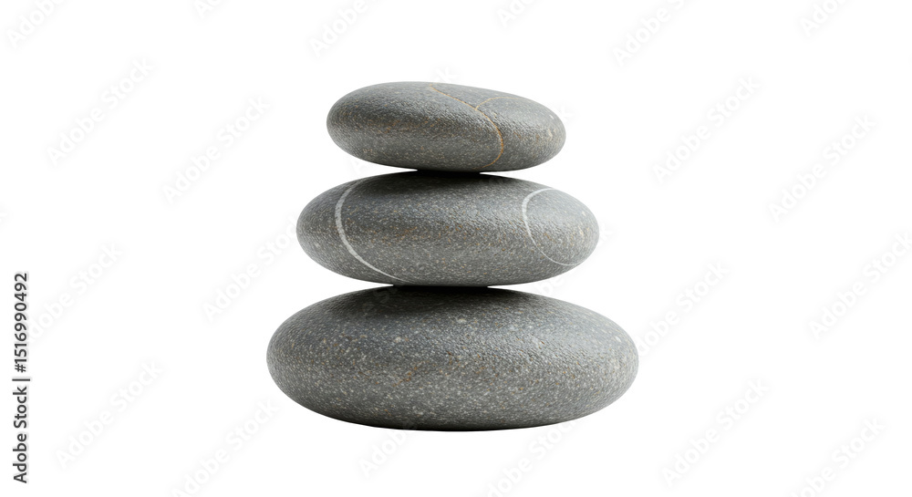 Zen stones stack. Stack of smooth grey pebbles balanced for meditation and wellness isolated on a transparent background Zen stones stack. Stack of smooth grey pebbles balanced for meditation and wellness isolated on a transparent background