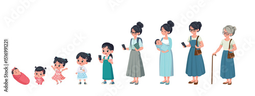 woman grow life cycle vector