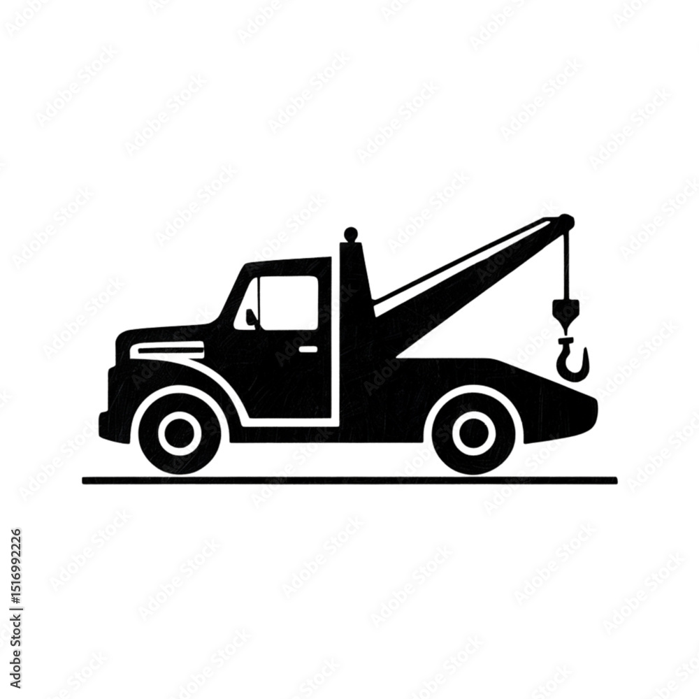 Tow Truck Icon Vector Silhouette Hook Vehicle Graphic Tow Truck Icon Vector Silhouette Hook Vehicle Graphic