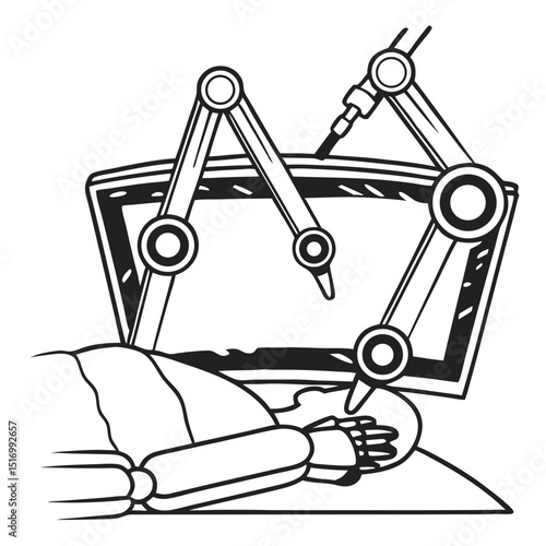 Robotic Surgery System Icon Vector. Robotic arm performing surgery Logo