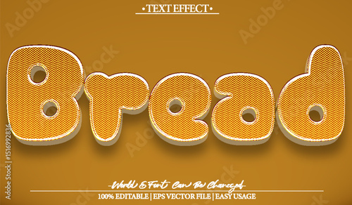  Bread Bakery Fresh Loaf Warm Brown Vector Text Effect Editable Alphabet