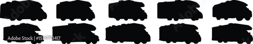 Camper silhouette set vector design big pack of truck illustration and icon