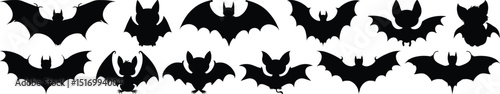 Bat silhouette set vector design big pack of animal illustration and icon