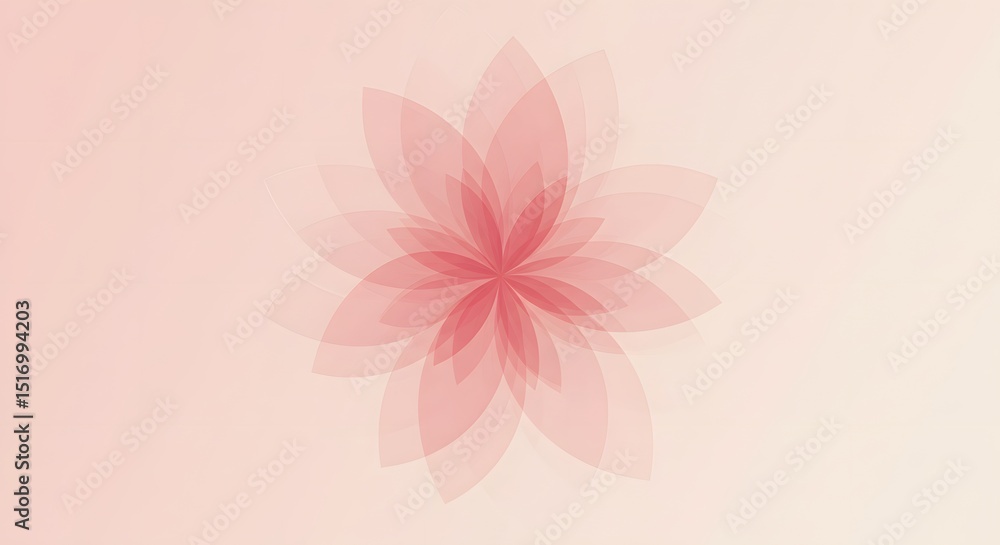Fototapeta premium Abstract floral background with layered transparent petals and flowing organic shapes for modern designs
