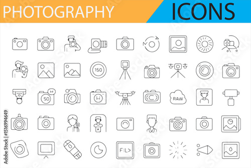 A collection of 24 photography icons for photography enthusiasts and professionals.