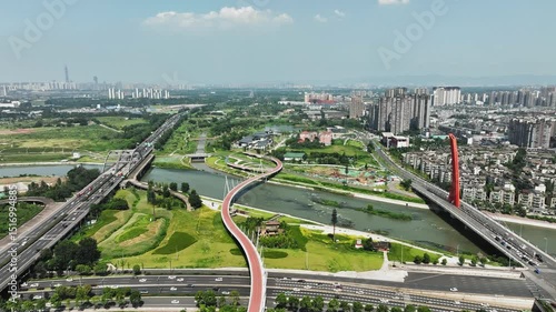Exploring tianfu avenue in wuhou district chengdu china by drone