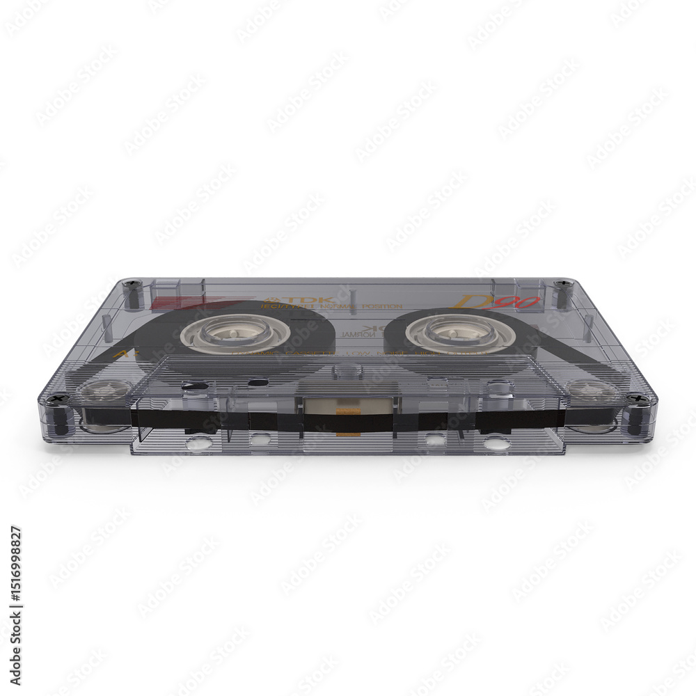 Fototapeta premium Transparent cassette tape isolated on transparent background