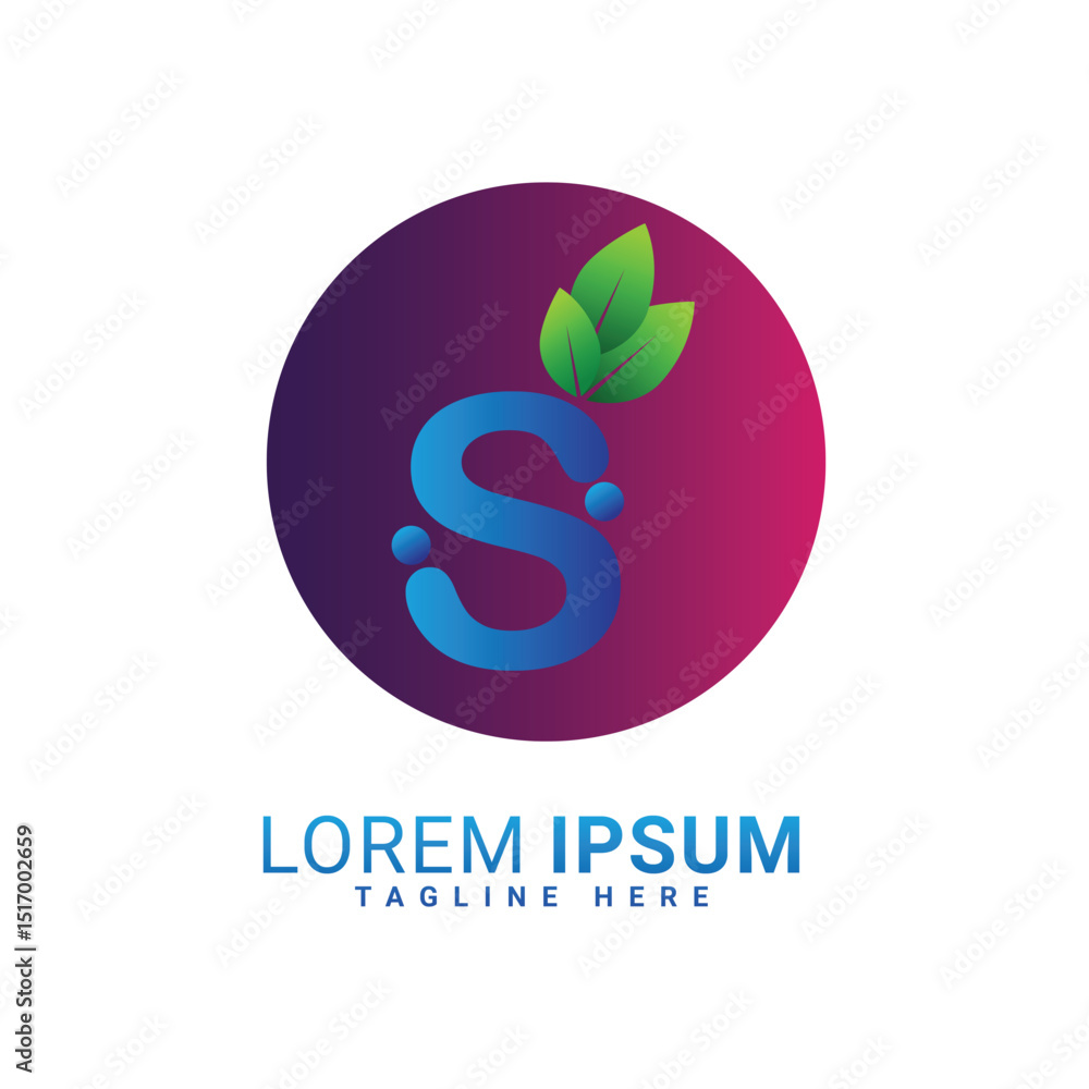 Fototapeta premium S text logo, leaf, tree, nature, icon, design, eco, vector, green,