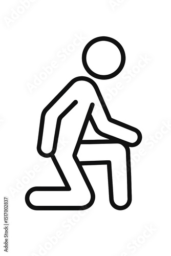 Simple Line Drawing of a Person Kneeling Down a Posture Illustration Suitable for Websites and Presentations