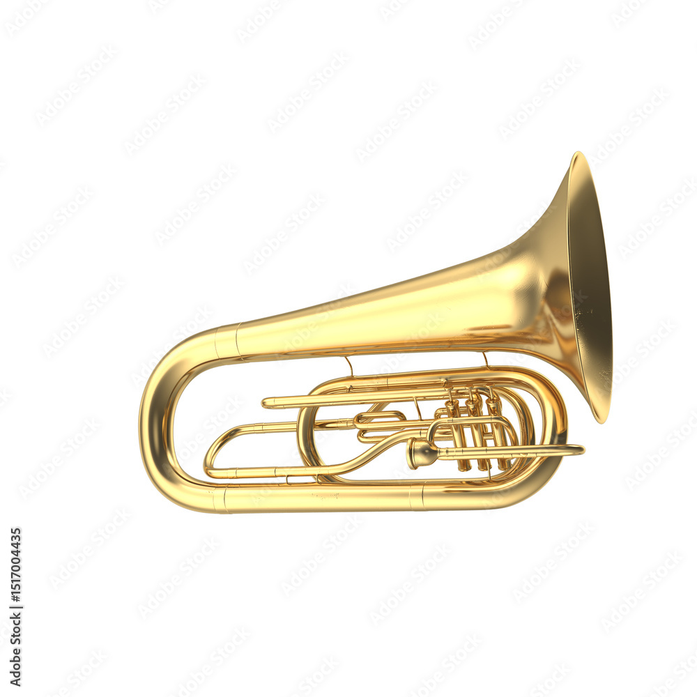 Obraz premium Tuba brass musical instrument isolated on transparent background