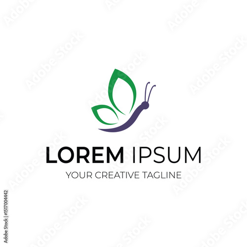 Minimalist butterfly logo with leaf for your brand