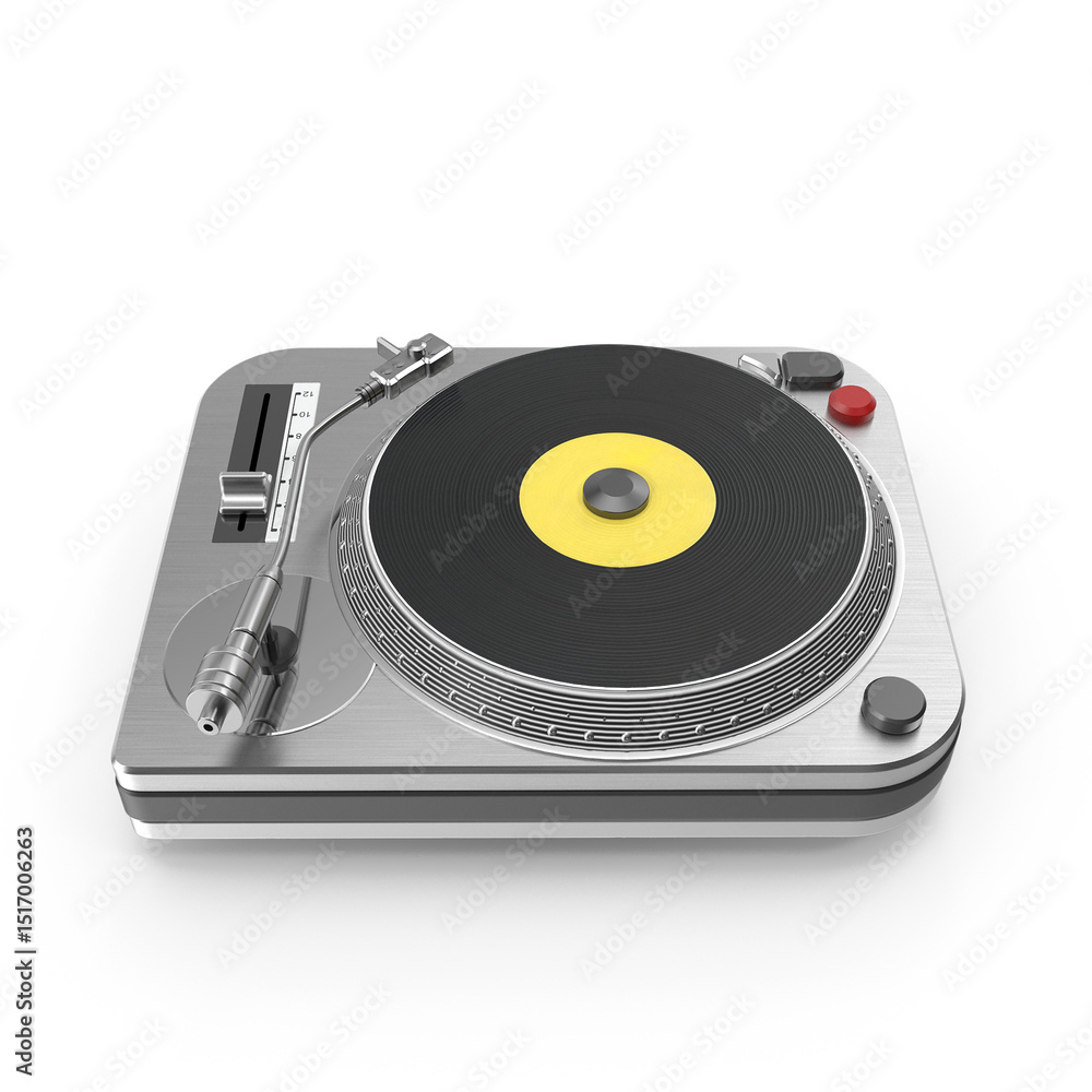 Obraz premium Vintage turntable with vinyl record isolated on transparent background