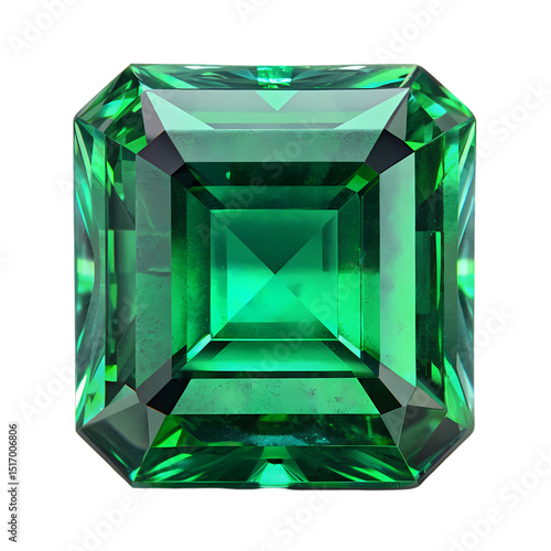 Radiant Emerald Gemstone Emerald Cut isolated on transparent baackground