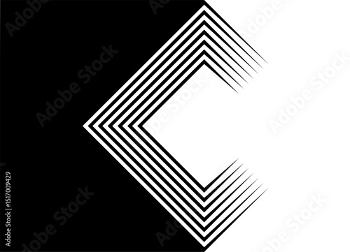 Vector transition from black to white with parallel lines in retro style. Modern vector background for covers, posters, advertising. Rectangular frame