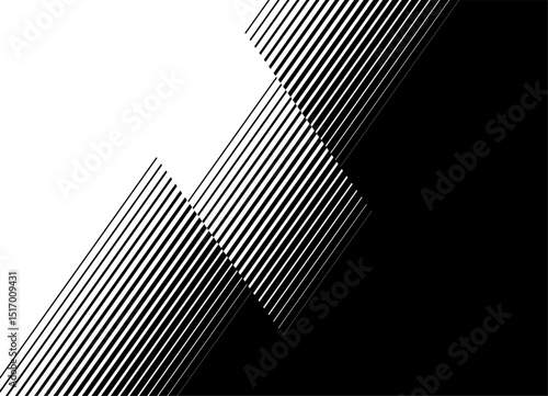 Vector transition from black to white with broken parallel lines in retro style. Modern vector background for covers, posters, advertising. Striped rhombus
