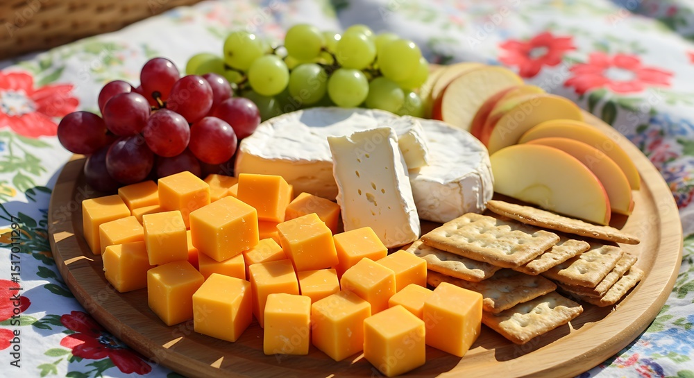 Sunny Day Picnic: Cheese, Fruit, and Cracker Platter Sunny Day Picnic: Cheese, Fruit, and Cracker Platter