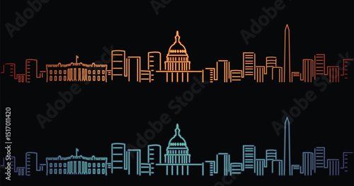 Washington Neon Style Simple Skyline on Dark Background