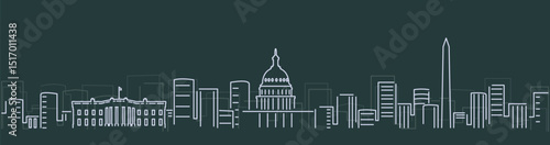 Washington Simple Lines Skyline on Dark Background