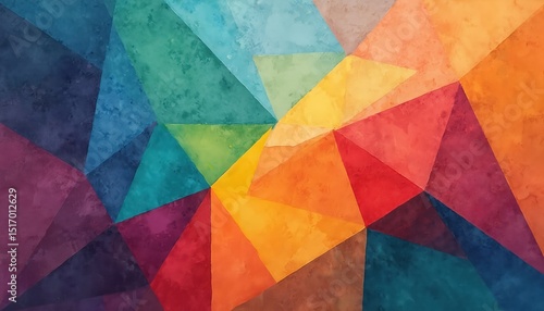 Vibrant abstract artwork with geometric shapes, spectrum colors. Digital art, watercolor style. Bold artistic design background perfect for digital art, modern decor, fashion prints.