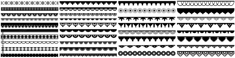 Fototapeta premium Cuff vector icon set. simple lace border line illustration sign collection. Seamless lace trim symbol or logo.