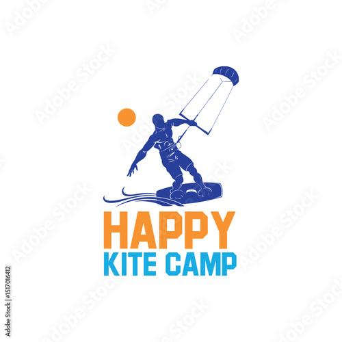 kite beach sports camp logo design vector