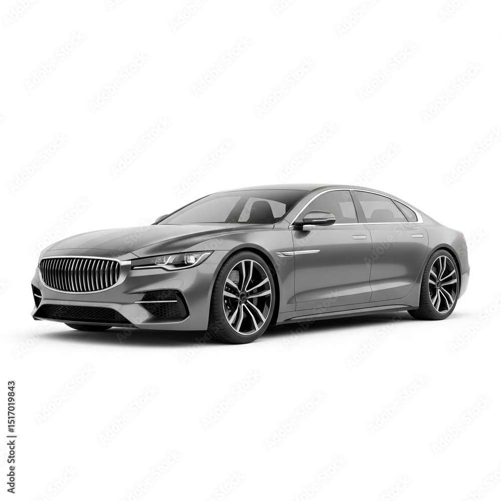 Fototapeta premium expensive silver car isolated on white