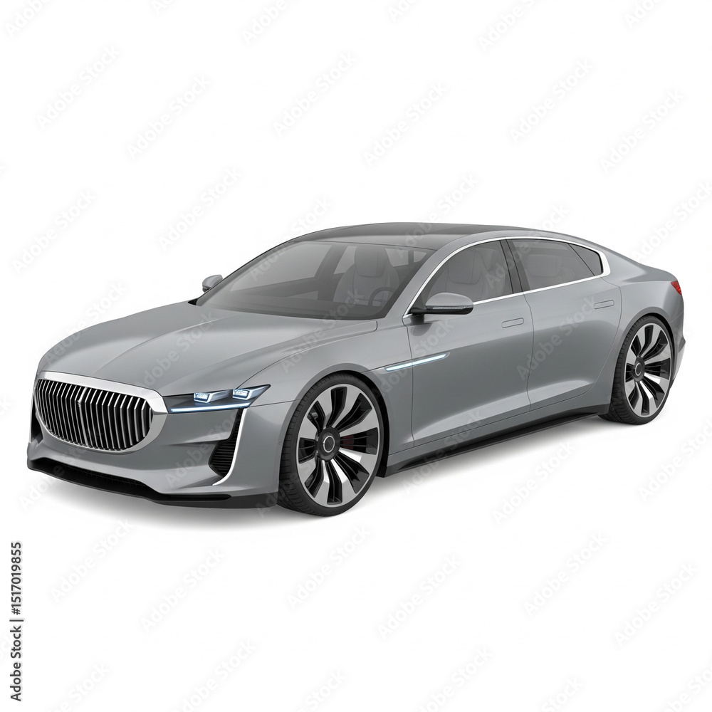 Naklejka premium silver sedan isolated on white