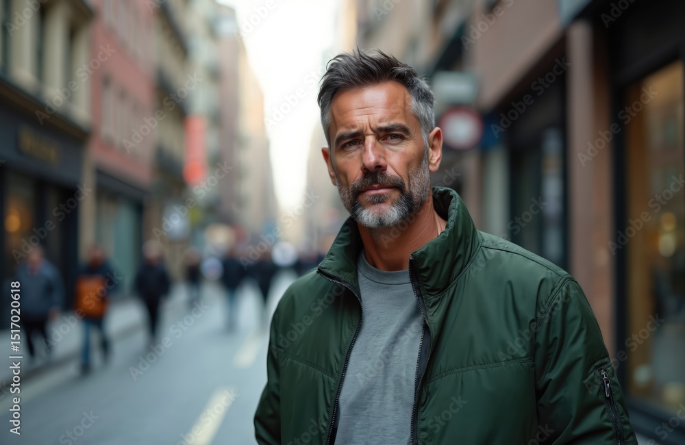 Portrait handsome middle-aged man with beard in city. Stylish, photogenic man looking at camera. Casual fashion, mid-life, 40s, cool urban style, businessman, professional guy in street. Portrait handsome middle-aged man with beard in city. Stylish, photogenic man looking at camera. Casual fashion, mid-life, 40s, cool urban style, businessman, professional guy in street.