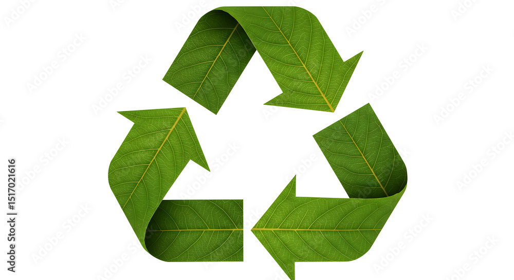 Obraz premium Leaf Arrow Symbol For Green Ecology Recycle Concept Conservation Sustainability