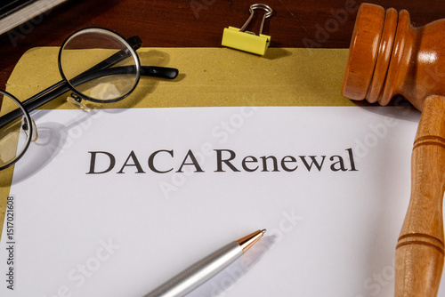 Принти на полотні DACA Renewal Document with Gavel and Pen – Immigration Policy and Legal Protecti