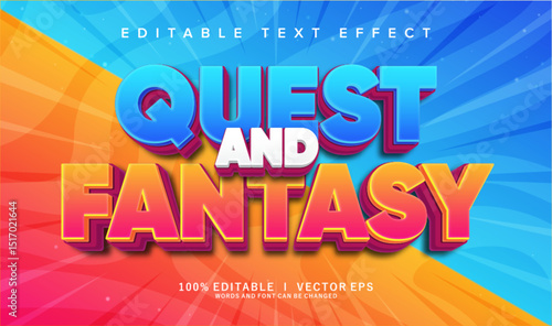 quest and fantasy vector text effect with modern style design
