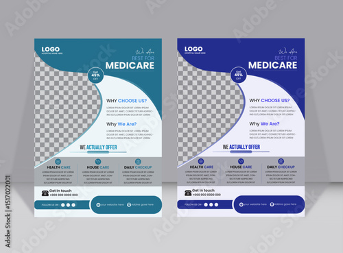  Medical health flyer design template dental clinic presentation brochure poster.