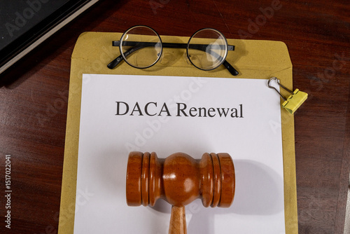 Canvastavla DACA Renewal Document with Gavel and Pen – Immigration Policy and Legal Protecti