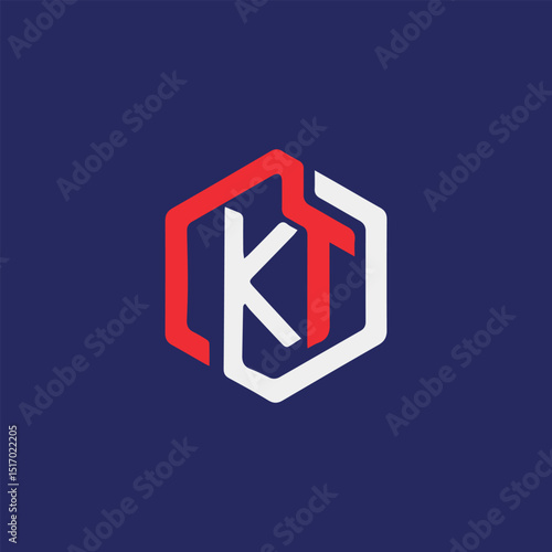 letters kt logo design vector