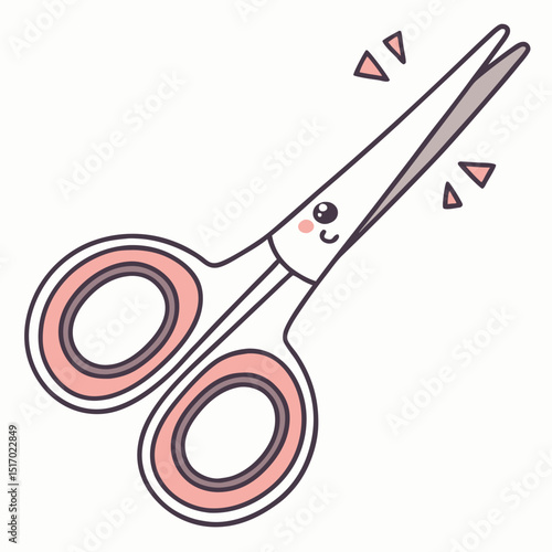 Sharp steel scissors cut a red ribbon, symbolizing a discount or sale event