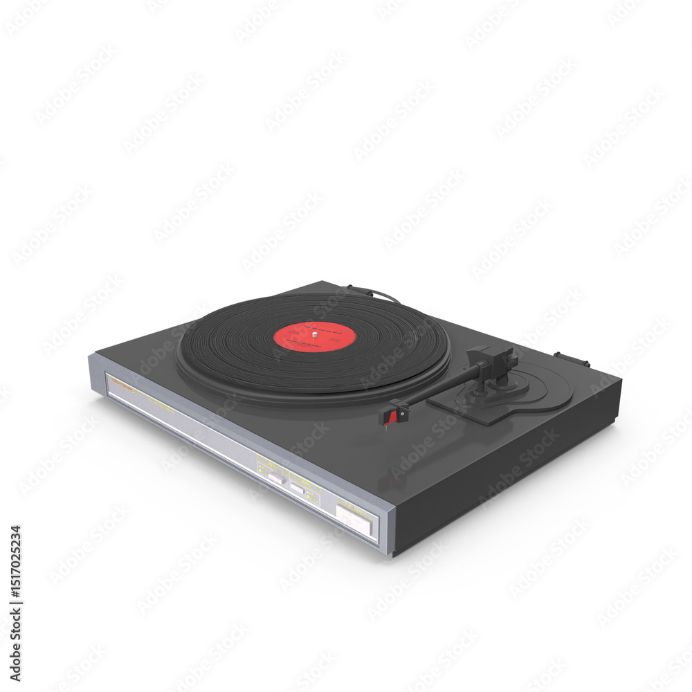 Fototapeta premium Vinyl retro record player isolated on transparent background