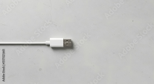 White USB Cable Connector on a Minimalist Gray Background