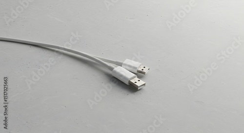 White USB Cable Connector on a Minimalist Gray Background