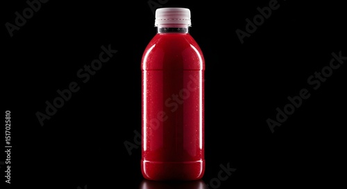Vibrant Red Juice Bottle on a Dark Background