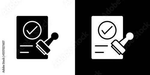 Approved document icon symbols. Vector illustration.