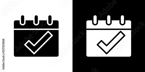 Check in calendar icon symbols. Vector illustration.