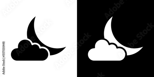 Cloud moon icon symbols. Vector illustration.
