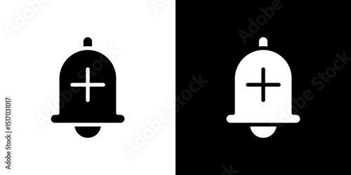 Cowbell circle plus icon symbols. Vector illustration.