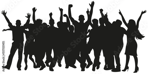 Silhouette of a Protest Crowd with Raised Fists – Activism and Social Movement