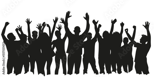 Silhouette of a Protest Crowd with Raised Fists – Activism and Social Movement