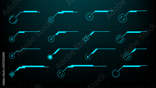 callout text HUD UI elements. abstract titles, tech style. cyberpunk hi-tech design. Modern technology. Vector graphics. game interface elements. sci-fi. 