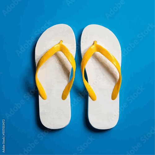 Yellow Flip Flops Illustration on Light Blue

