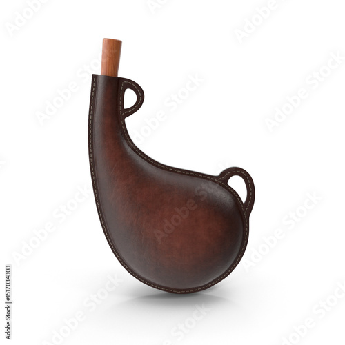 Tableau sur toile Traditional Leather Wine Bota Bag isolated on transparent background